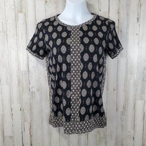 5/$25 J Crew Women's XS Top Black Tan Floral Career H20